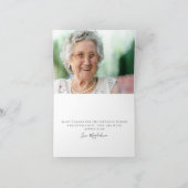 90誕生日フォト赤面ピンクフローラ折り畳み サンキューカード (内部)