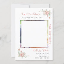 90誕生日フローラフォト招待状