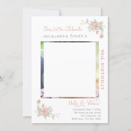 90誕生日フローラフォト招待状 招待状