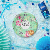 90誕生日フローラ誕生日緑 ペーパープレート (パーティー)