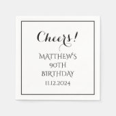 90誕生日ブラックスクリプエレガントトのモダン応援 スタンダードカクテルナプキン (正面)