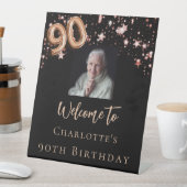 90誕生日ブラックバラ金ゴールドフォトスター歓迎 台座サイン (インサイチュ)