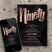 90誕生日ブラックバラ金ゴールド 招待状
