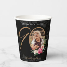 90誕生日ブラック金ゴールドエレガントフローラカスタム