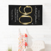 90誕生日ブラック金ゴールドエレガント歓迎パーティー 横断幕 (インサイチュ)