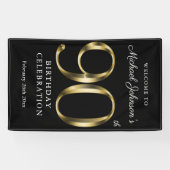 90誕生日ブラック金ゴールドエレガント歓迎パーティー 横断幕 (横)