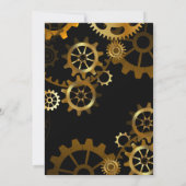 90誕生日ブラック金ゴールドスチームパンクウォッチギア 招待状 (裏面)