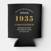 90誕生日ブラック金ゴールド（写真付） 缶クーラー (正面)