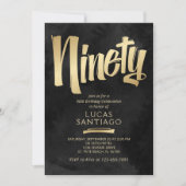 90誕生日ブラック金ゴールド 招待状 (正面)