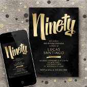 90誕生日ブラック金ゴールド 招待状