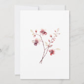 90誕生日ブルゴーニュ赤面ピンクワイルドフラワー 招待状 (裏面)