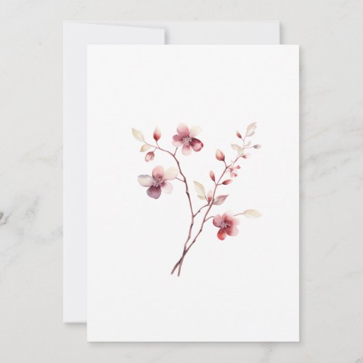 90誕生日ブルゴーニュ赤面ピンクワイルドフラワー 招待状 (裏面)