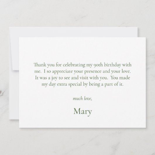 90誕生日ブルーアジサイ サンキューカード (裏面)