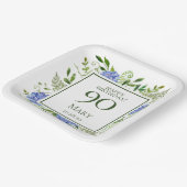 90誕生日ブルーアジサイ ペーパープレート (傾斜あり)