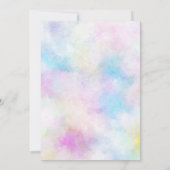 90誕生日ブルーピンクフローラ金ゴールドパステル縁ど 招待状 (裏面)