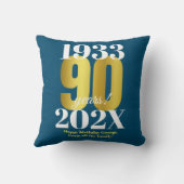 90誕生日ブルー金ゴールド クッション (裏面)