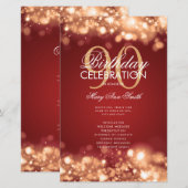 90誕生日プログラムライトメニュー付き赤金ゴールド (正面/裏面)