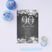90誕生日プログラムLightsシルバーメニュー チラシ (シングル)