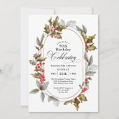 90誕生日ホリーベリーウィンター誕生日 招待状 (正面)