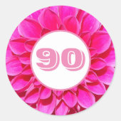 90誕生日マイルストーンピンクダリアフローラ ラウンドシール (正面)