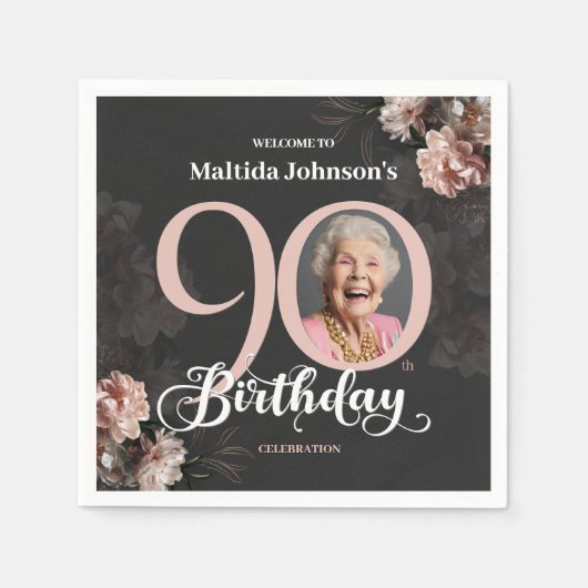 90誕生日ムーディフローラピンクカスタムの写真 スタンダードカクテルナプキン (正面)