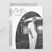 90誕生日モノグラム男性フォトスタイリッシュ誕生日 招待状 (正面/裏面)