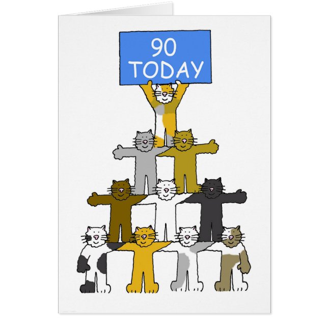 90誕生日ユーモア漫画の猫 (正面)