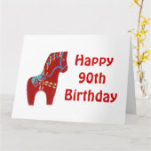 90誕生日レッドダラホースカード カード (黄色い花)