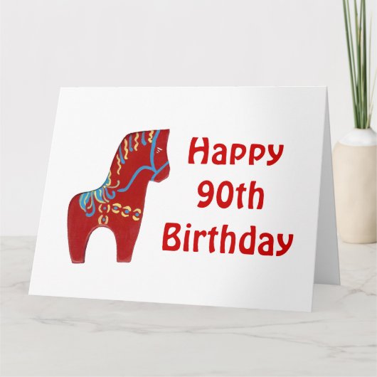 90誕生日レッドダラホースカード カード (正面)