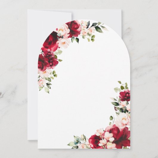 90誕生日レッドローズピンク牡丹フローラアーチ 招待状 (裏面)