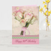 90誕生日ローズブーケ カード (黄色い花)