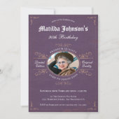 90誕生日ヴィンテージラベンダーカスタムの写真 招待状 (正面)