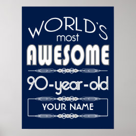 90誕生日世界最高のの素晴らしいダークブルー ポスター