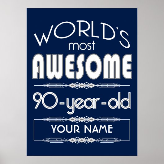 90誕生日世界最高のの素晴らしいダークブルー ポスター (正面)