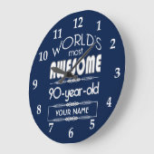 90誕生日世界最高のの素晴らしいダークブルー ラージ壁時計 (傾斜)
