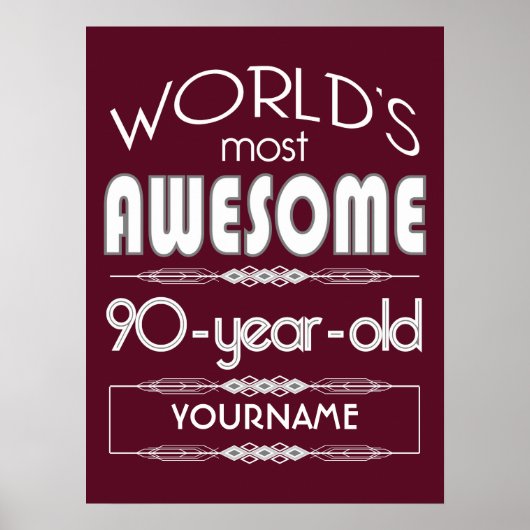 90誕生日世界最高のの素晴らしいダークレッド ポスター (正面)