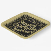 90誕生日乱数パターンブラック金ゴールド ペーパープレート (傾斜あり)