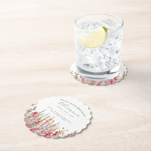 90誕生日威厳がある誕生花カスタム ペーパーコースター (インサイチュ)