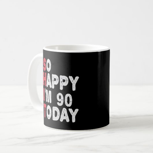 90誕生日嬉しい今日のギフト90おもしろいだ コーヒーマグカップ (正面左)