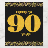 90誕生日応援から90年金ゴールドグリッター ワインラベル (シングルラベル)
