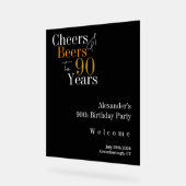 90誕生日応援とビアーズブラック金ゴールドへようこそ アクリルサイン (傾斜)