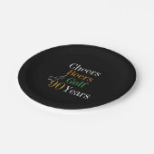 90誕生日応援ビアーズゴルフブラック金ゴールドパーティー ペーパープレート (アングル)