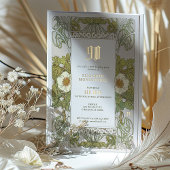 90誕生日招待状アールヌーボーバイミュシャ 箔招待状