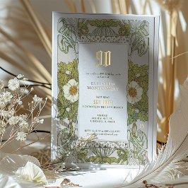 90誕生日招待状アールヌーボーバイミュシャ 箔招待状