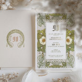 90誕生日招待状アールヌーボーバイミュシャ 箔招待状