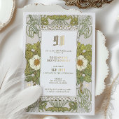 90誕生日招待状アールヌーボーバイミュシャ 箔招待状