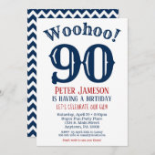 90誕生日招待状メンズネイビーブルー 招待状 (正面/裏面)