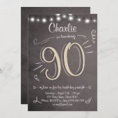 90誕生日招待状ヴィンテージ9誕生日 招待状 (正面/裏面)