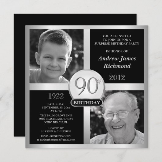 90誕生日招待状2枚目 招待状 (正面/裏面)