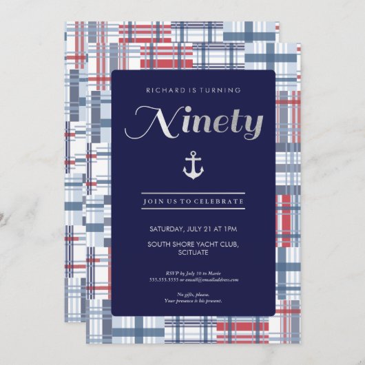 90誕生日招待状-90年航海の夏 招待状 (正面/裏面)